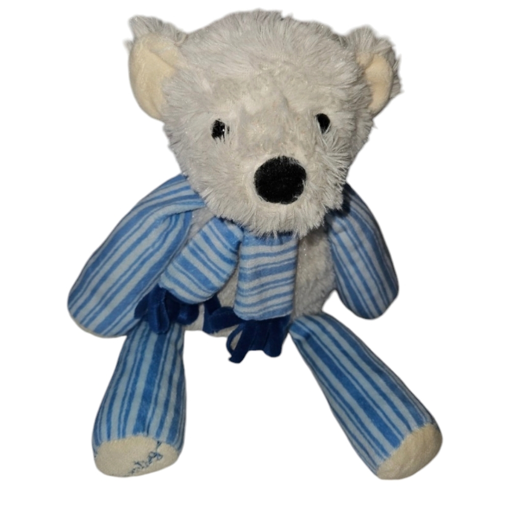 Scentsy Buddy Pookie Polar Bear Blue Scarf White Fuzzy Stuffed Animal Stuffy Toy